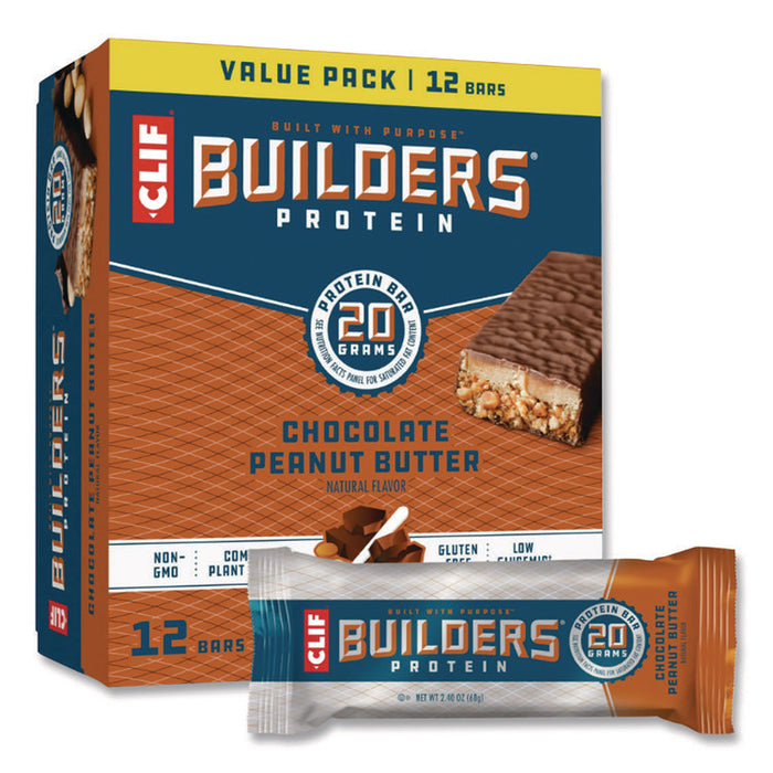 Builders Protein Bar, Chocolate Peanut Butter, 2.4 oz Bar, 12 Bars/Box