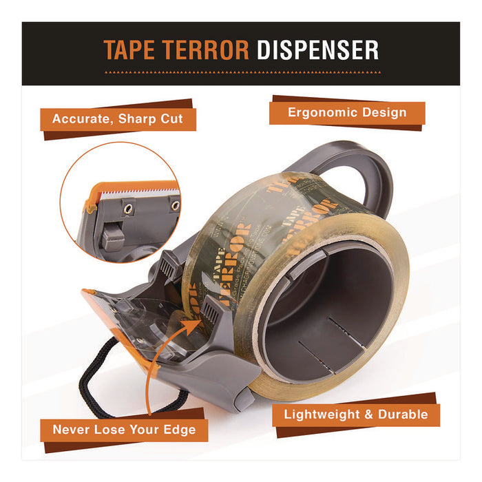 Tape Dispenser, 3" Core, Polypropylene, Gray/Orange