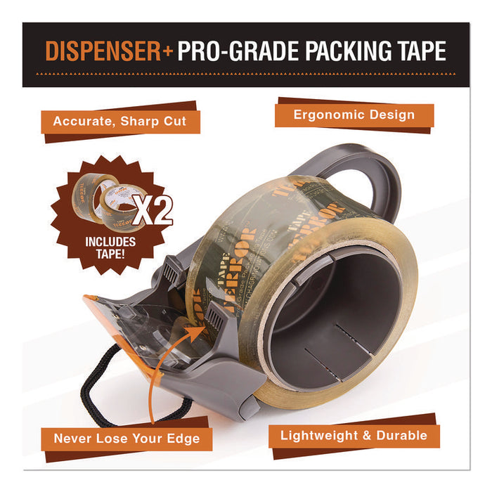 Tape Dispenser with Tape, 3" Core, Polypropylene, Gray/Orange, 1 Dispenser, 2 Rolls