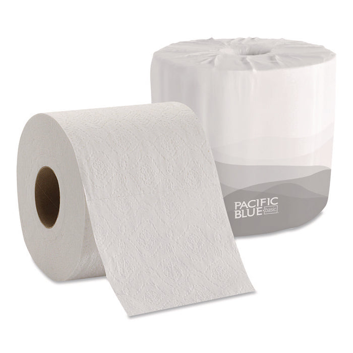Pacific Blue Basic Embossed Bathroom Tissue, Septic Safe, 1-Ply, White, 550 Sheets/Roll, 80 Rolls/Carton