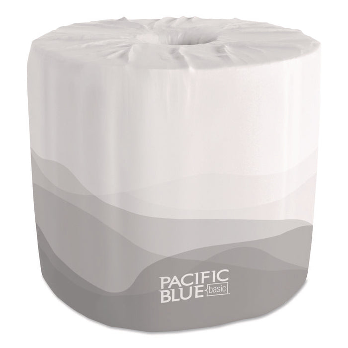 Pacific Blue Basic Embossed Bathroom Tissue, Septic Safe, 1-Ply, White, 550 Sheets/Roll, 80 Rolls/Carton