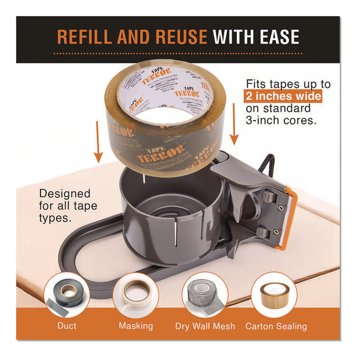 Tape Dispenser with Tape, 3" Core, Polypropylene, Gray/Orange, 1 Dispenser, 1 Roll Pro-Grade Packaging Tape