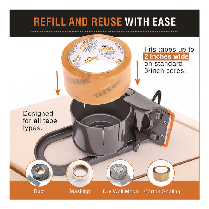 Tape Dispenser with Tape, 3" Core, Polypropylene, Gray/Orange, 1 Dispenser, 1 Roll Heavy-Duty Packaging Tape