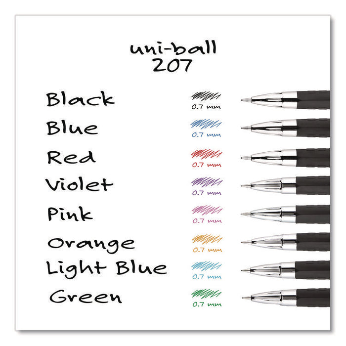 Signo 207 Gel Pen, Retractable, Medium 0.7 mm, Black Ink, Smoke/Black Barrel, Dozen