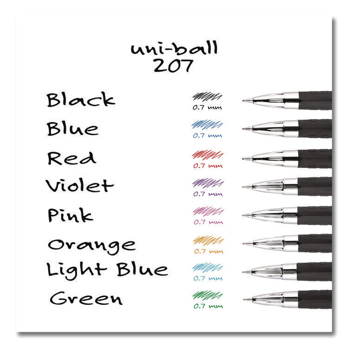 Signo 207 Gel Pen, Retractable, Medium 0.7 mm, Blue Ink, Smoke/Black/Blue Barrel, Dozen