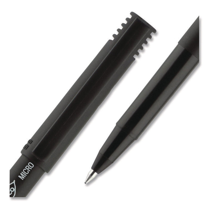 ONYX Rollerball Pen, Stick, Micro 0.5 mm, Black Ink, Black Barrel, Dozen