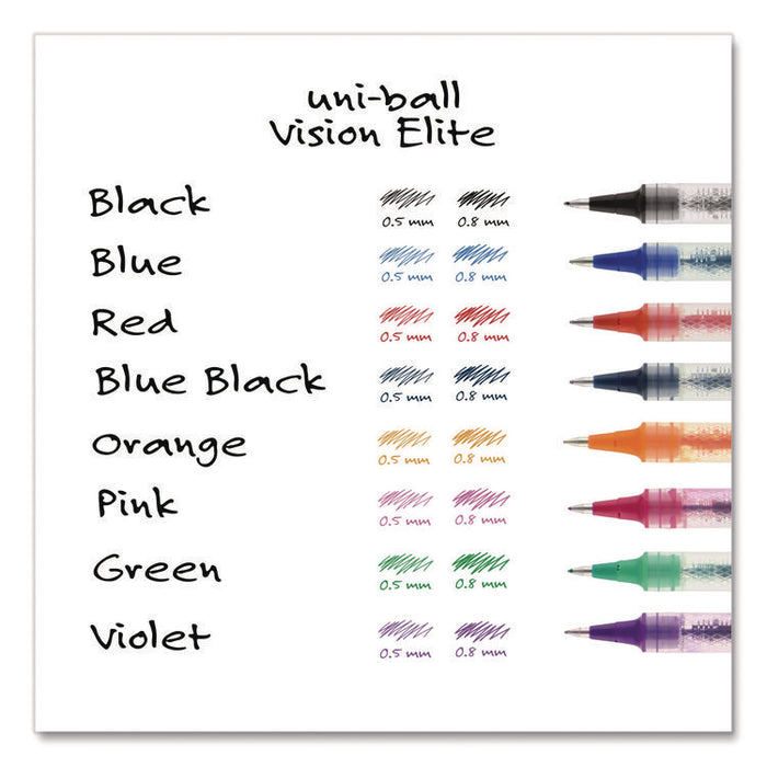 VISION ELITE Rollerball Pen, Stick, Bold 0.8 mm, Blue Ink, White/Blue/Clear Barrel