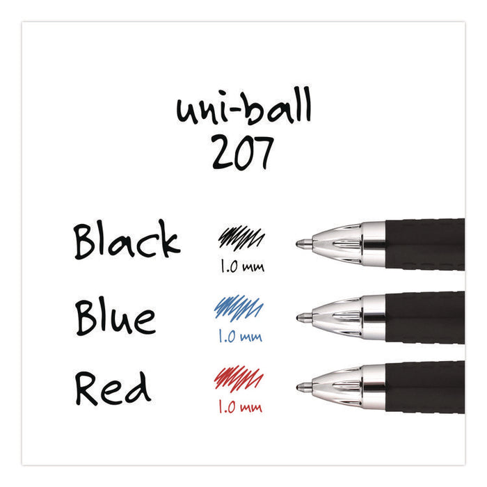 Signo 207 Gel Pen, Retractable, Bold 1 mm, Blue Ink, Smoke/Black/Blue Barrel, Dozen