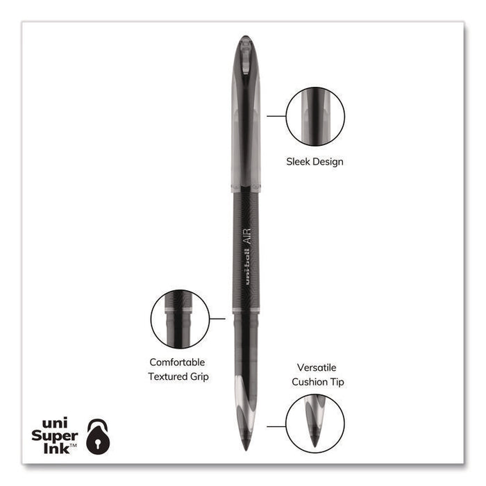 AIR Porous Gel Pen, Stick, Medium 0.7 mm, Black Ink, Black Barrel, 3/Pack