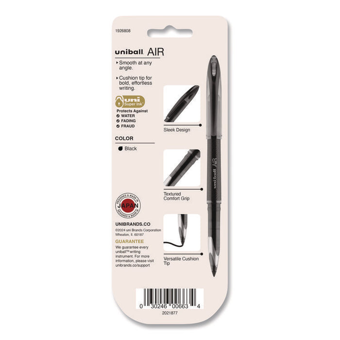 AIR Porous Gel Pen, Stick, Medium 0.7 mm, Black Ink, Black Barrel, 3/Pack