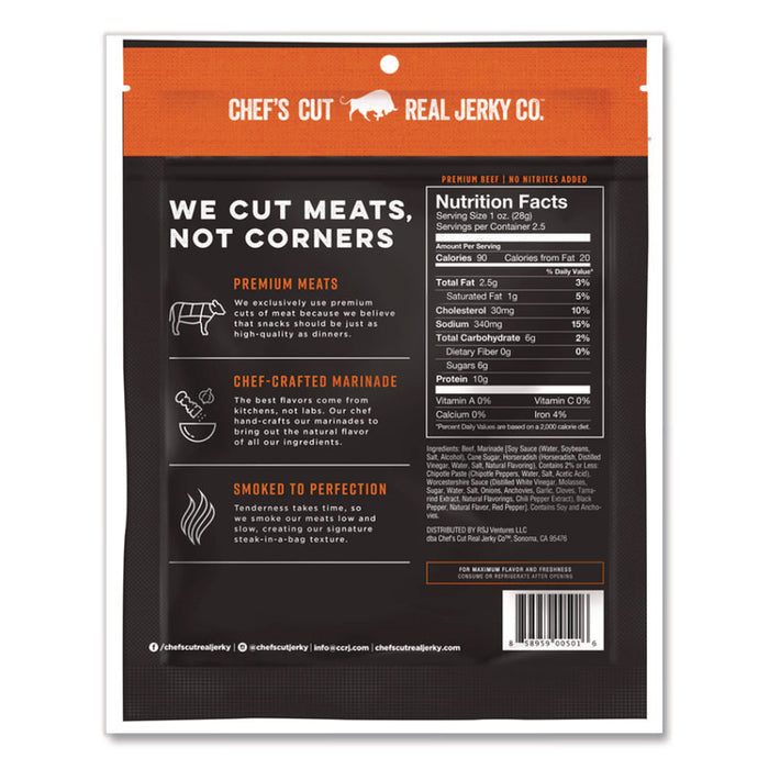 Real Steak Jerky, Chipolte Cracked Pepper, 2.5 oz Bag