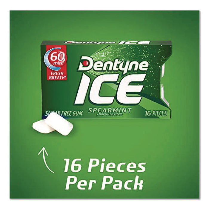 Sugarless Gum, Spearmint, 16 Pieces/Pack, 9 Packs/Box