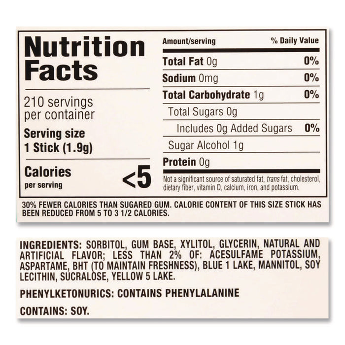 Sugar-Free Gum, Spearmint, 14 Sticks/Pack, 12 Packs/Box