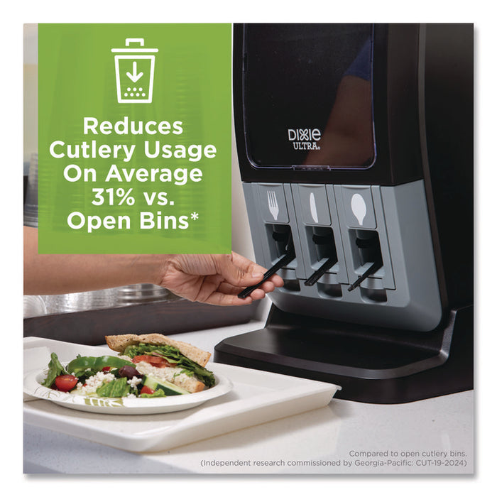 SmartStock Tri-Tower Dispenser, Holds Forks/Knives/Spoons, 13.16 x 16.07 x 31.03, Black/Gray