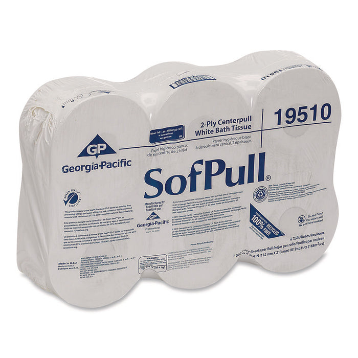 High Capacity Center-Pull Tissue, Septic Safe, 2-Ply, White, 1,000 Sheets/Roll, 6 Rolls/Carton