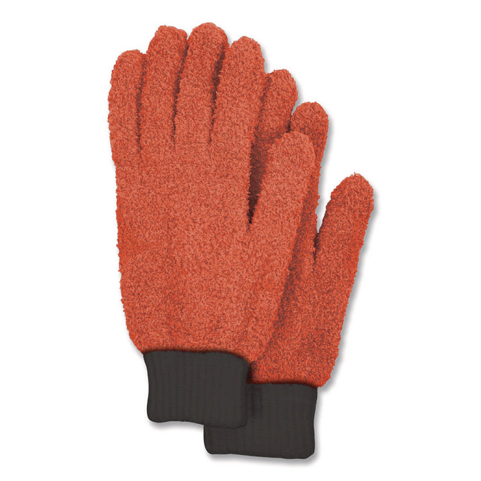 Microfiber Dusting Gloves, Coral with Black Cuffs, 4 Gloves