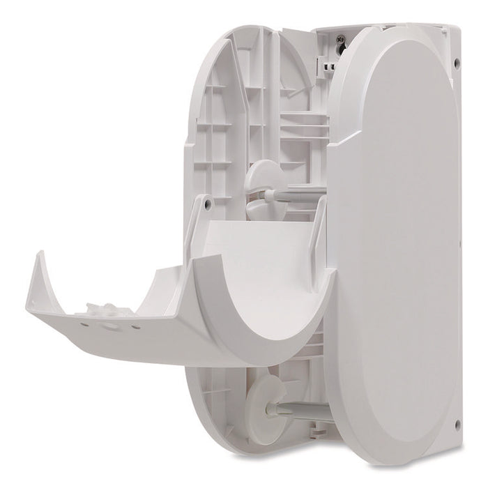 Compact Vertical Double-Roll Coreless Tissue Dispenser, 14.06 x 6.69 x 8.19, White