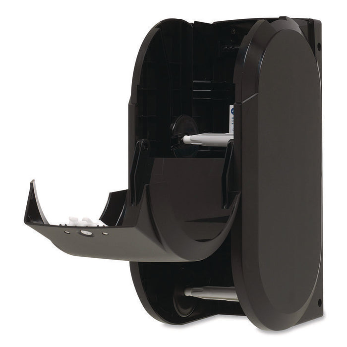 Compact Vertical Double Roll Coreless Tissue Dispenser, 14.06 x 6.69 x 8.19, Black