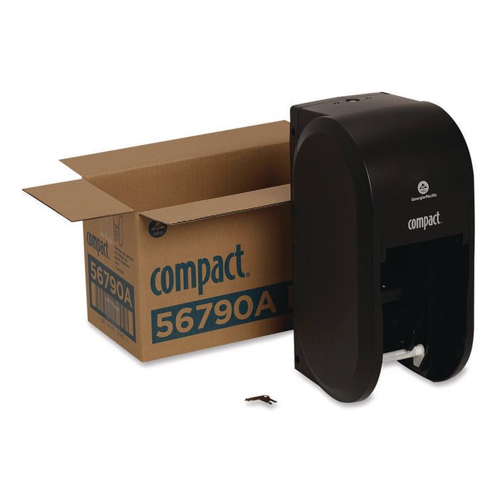 Compact Vertical Double Roll Coreless Tissue Dispenser, 14.06 x 6.69 x 8.19, Black