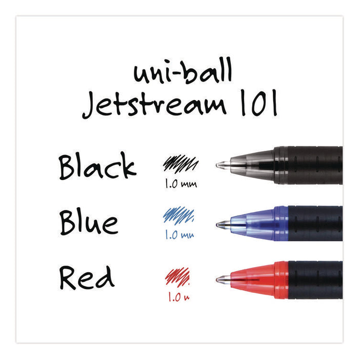 Jetstream 101 Hybrid Gel Pen, Stick, Bold 1 mm, Black Ink, Black Barrel, Dozen