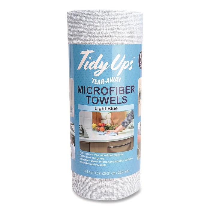 Microfiber Towel Roll, 11.5 x 11.5, Blue, 50 Sheets/Roll