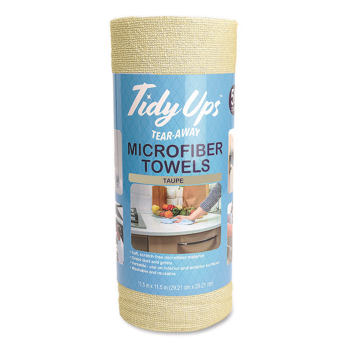 Microfiber Towel Roll, 11.5 x 11.5, Taupe, 50 Towels/Roll