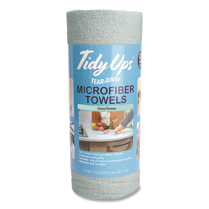 Microfiber Towel Roll, 11.5 x 11.5, Green, 50 Towels/Roll
