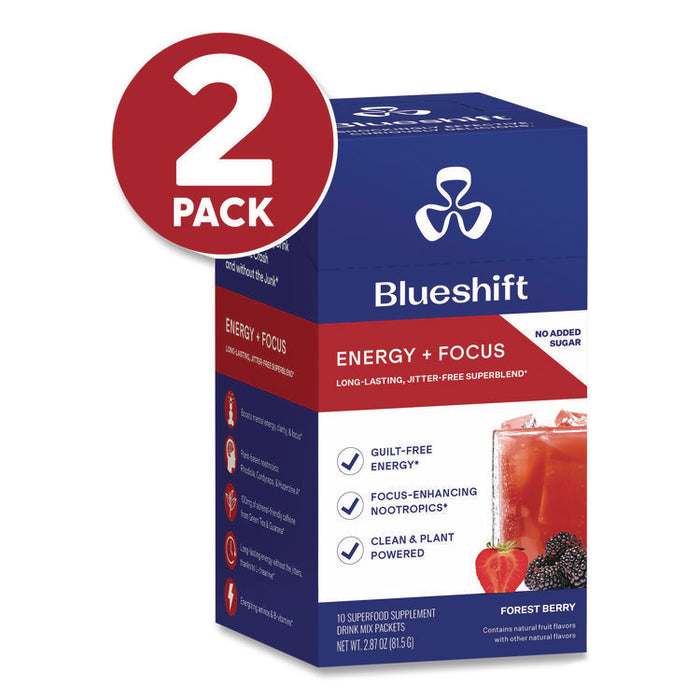 Energy and Focus Forest Berry Drink Mix, 0.24 oz Packets, 10/Pack, 2 Packs/Carton