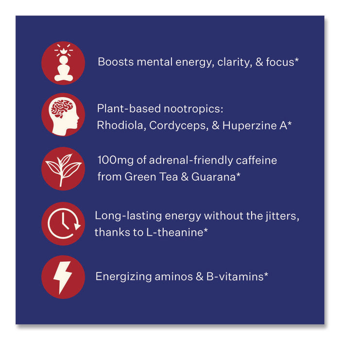 Energy and Focus Forest Berry Drink Mix, 0.24 oz Packets, 10/Pack, 2 Packs/Carton