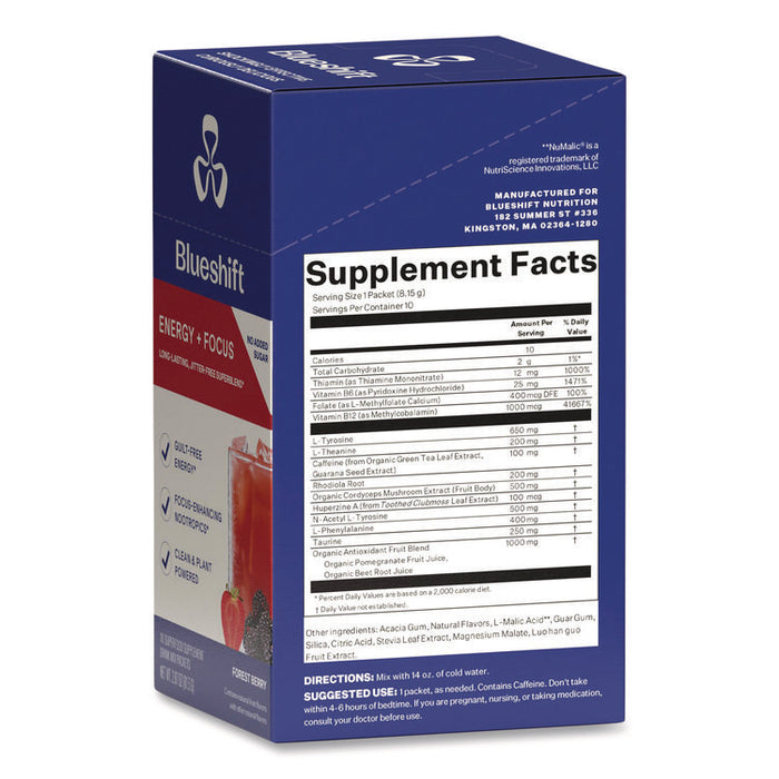 Energy and Focus Forest Berry Drink Mix, 0.24 oz Packets, 10/Pack, 2 Packs/Carton
