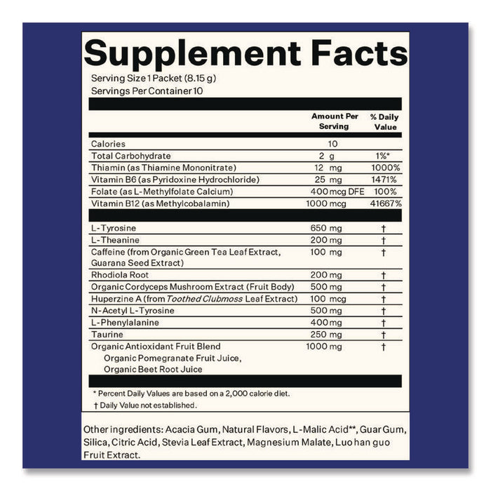 Energy and Focus Forest Berry Drink Mix, 0.24 oz Packets, 10/Pack, 2 Packs/Carton