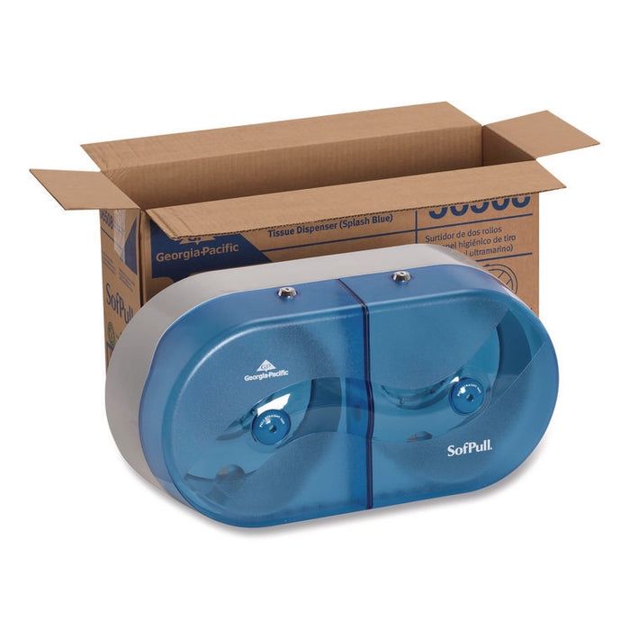 SofPull Twin High-Capacity Center-Pull Bathroom Tissue Dispenser, 20.13 x 7 x 10.75, Splash Blue