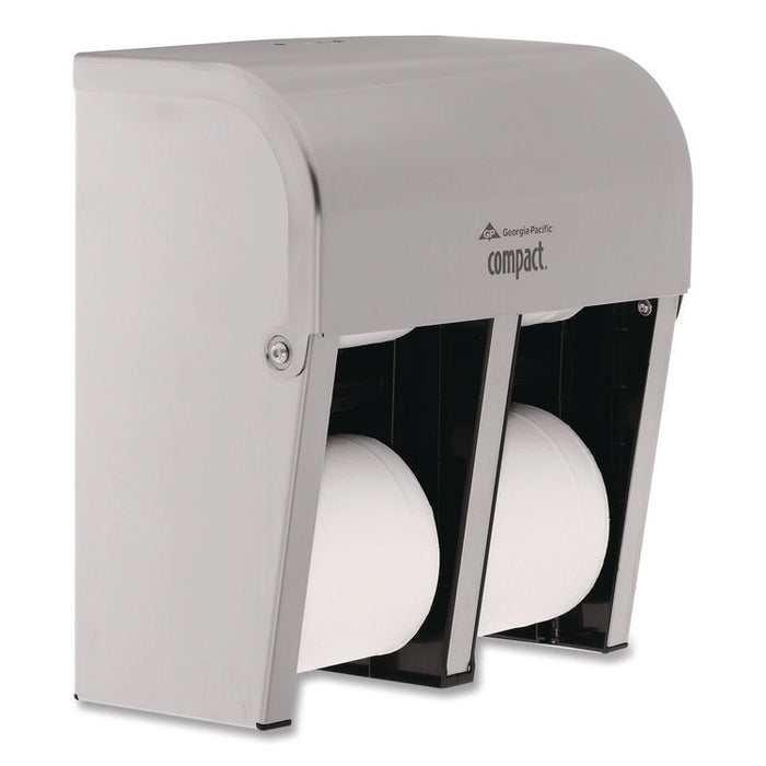 Compact Quad Vertical Four-Roll Coreless Dispenser, 11.75 x 6.9 x 13.25, Stainless Steel