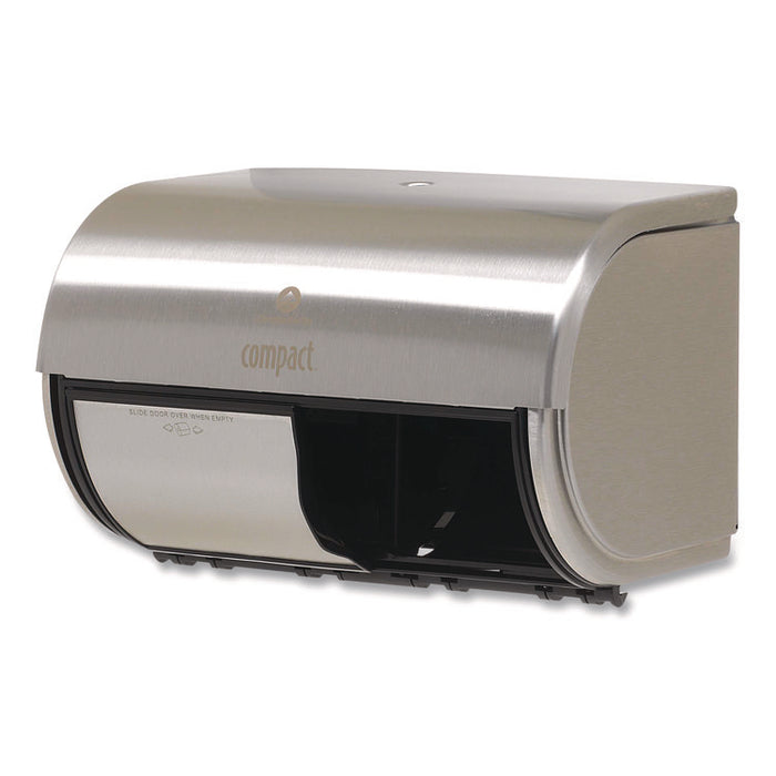Compact Coreless Side-by-Side Double Roll Tissue Dispenser, 10.13 x 6.75 x 7.13, Stainless Steel
