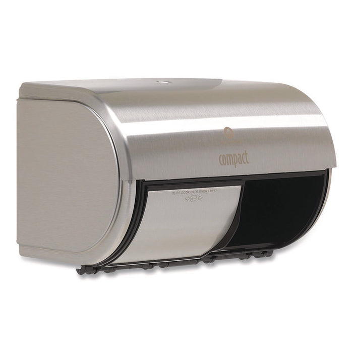 Compact Coreless Side-by-Side Double Roll Tissue Dispenser, 10.13 x 6.75 x 7.13, Stainless Steel