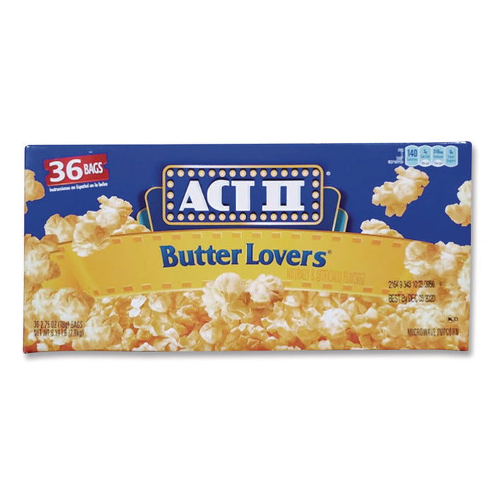 Microwave Popcorn, Butter, 2.75 oz Bag, 36/Carton