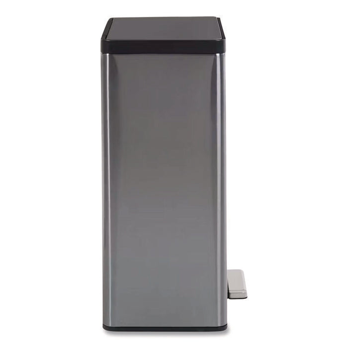 Elite Step-On Trash Can, 12 gal, Metal, Charcoal Stainless Steel/Black