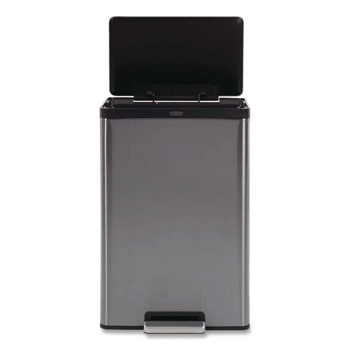 Elite Step-On Trash Can, 12 gal, Metal, Charcoal Stainless Steel/Black