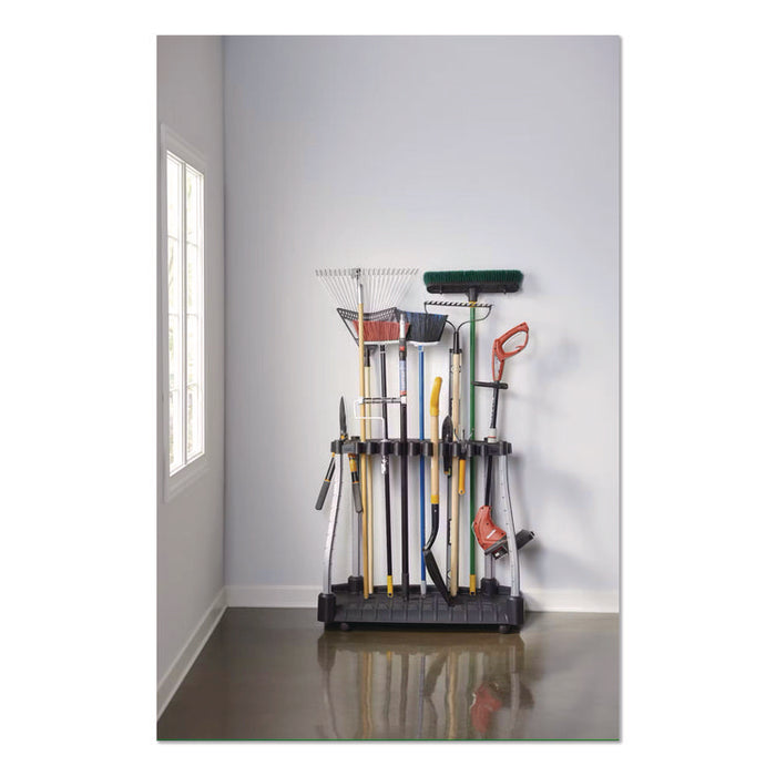 FastTrack Garage Tool Tower Rack, Plastic, Holds Up to 40 Tools, 38" x 20.5" x 34.4", Black