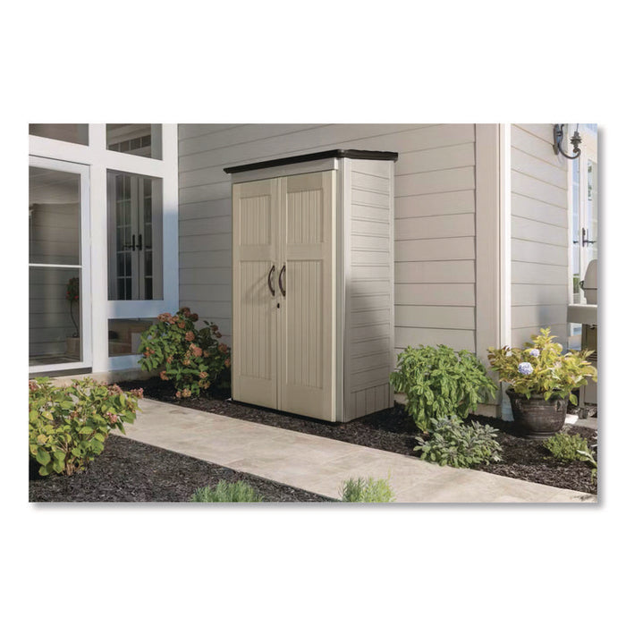 Vertical Storage Shed, 53 cu ft, 2.5 ft x 4 ft x 7 ft, Sandstone/Faint Maple