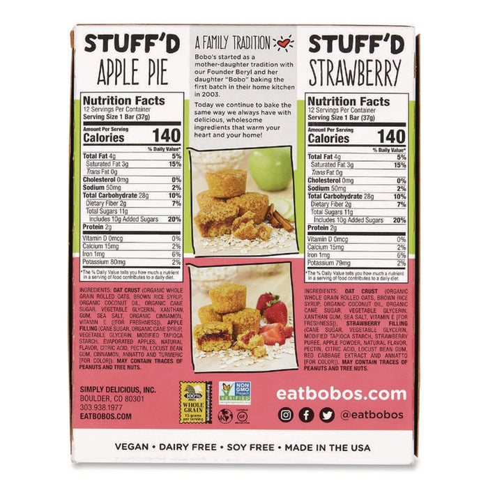 Stuff'd Oatmeal Bites, Two-Flavor Multi-Pack: Apple Pie and Strawberry, 1.3 oz Individually Wrapped, 24/Carton
