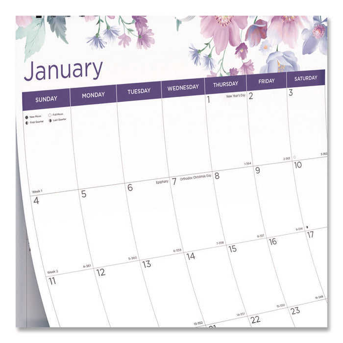 12-Month Colorful Wall Calendar, Passion Floral Artwork, 12 x 17, White/Multicolor Sheets, 12-Month (Jan to Dec): 2026