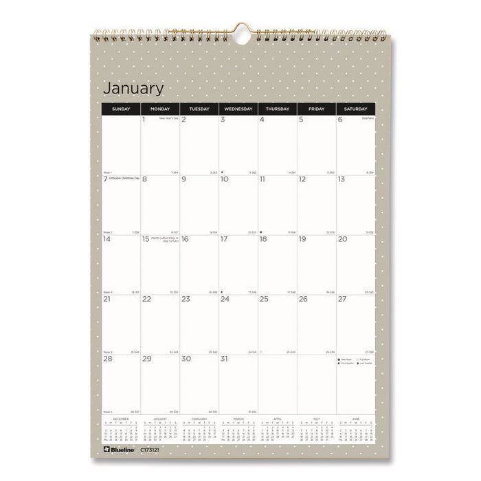 12-Month Wall Calendar, Minimalistic Artwork, 12 x 17, White/Multicolor Sheets, 12-Month (Jan to Dec): 2026