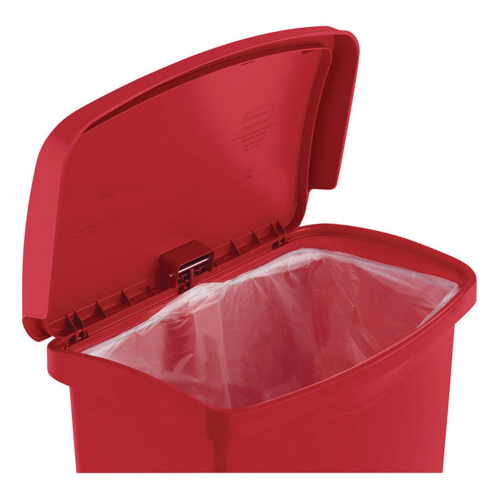 Slim Jim Streamline Resin Step-On Container, 24 gal, Resin, Red