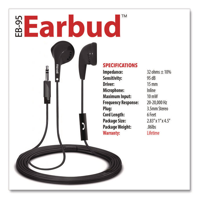 EB95 Wired Earbuds with Mic, Black