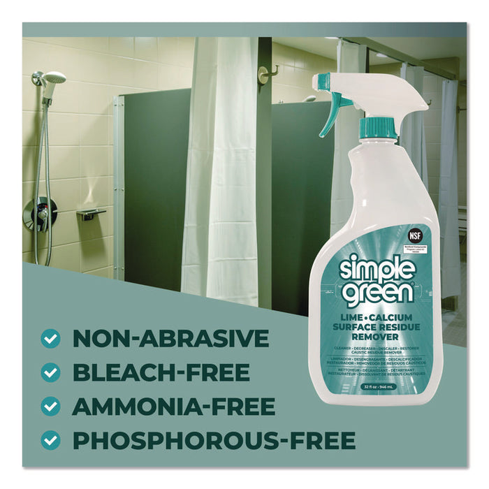 Lime Calcium Surface Residue Remover, 32 oz Spray Bottle, 12/Carton