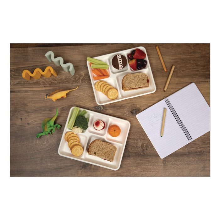 Compostable Fiber Blend School Lunch Tray, 10 x 8 x 1, White, 240/Carton
