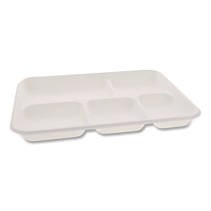 Compostable Fiber Blend School Lunch Tray, 10 x 8 x 1, White, 240/Carton