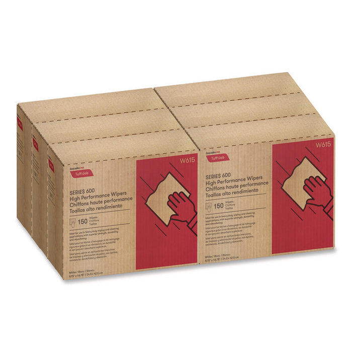 Tuff-Job Spunlace Towels, 1-Ply, 9.75 x 16.75, White, 150 Sheets/Pop-Up Box, 6 Boxes/Carton