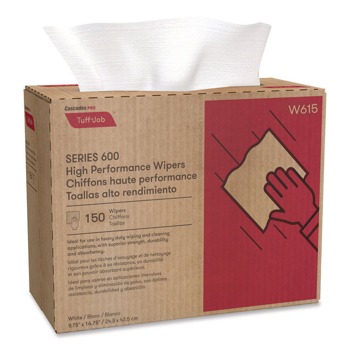Tuff-Job Spunlace Towels, 1-Ply, 9.75 x 16.75, White, 150 Sheets/Pop-Up Box, 6 Boxes/Carton
